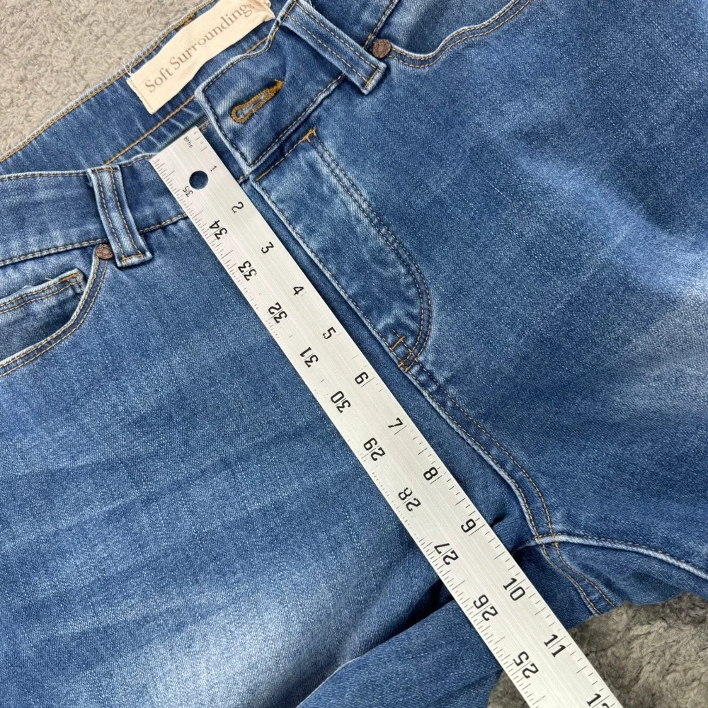 Soft Surroundings Womens Blue Denim Bermuda Shorts High‎ Rise Stretch Size S